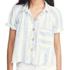 WE THE FREE Femmes Haut Away Sea Blue Skies Elegante Bleue Taille Sz M